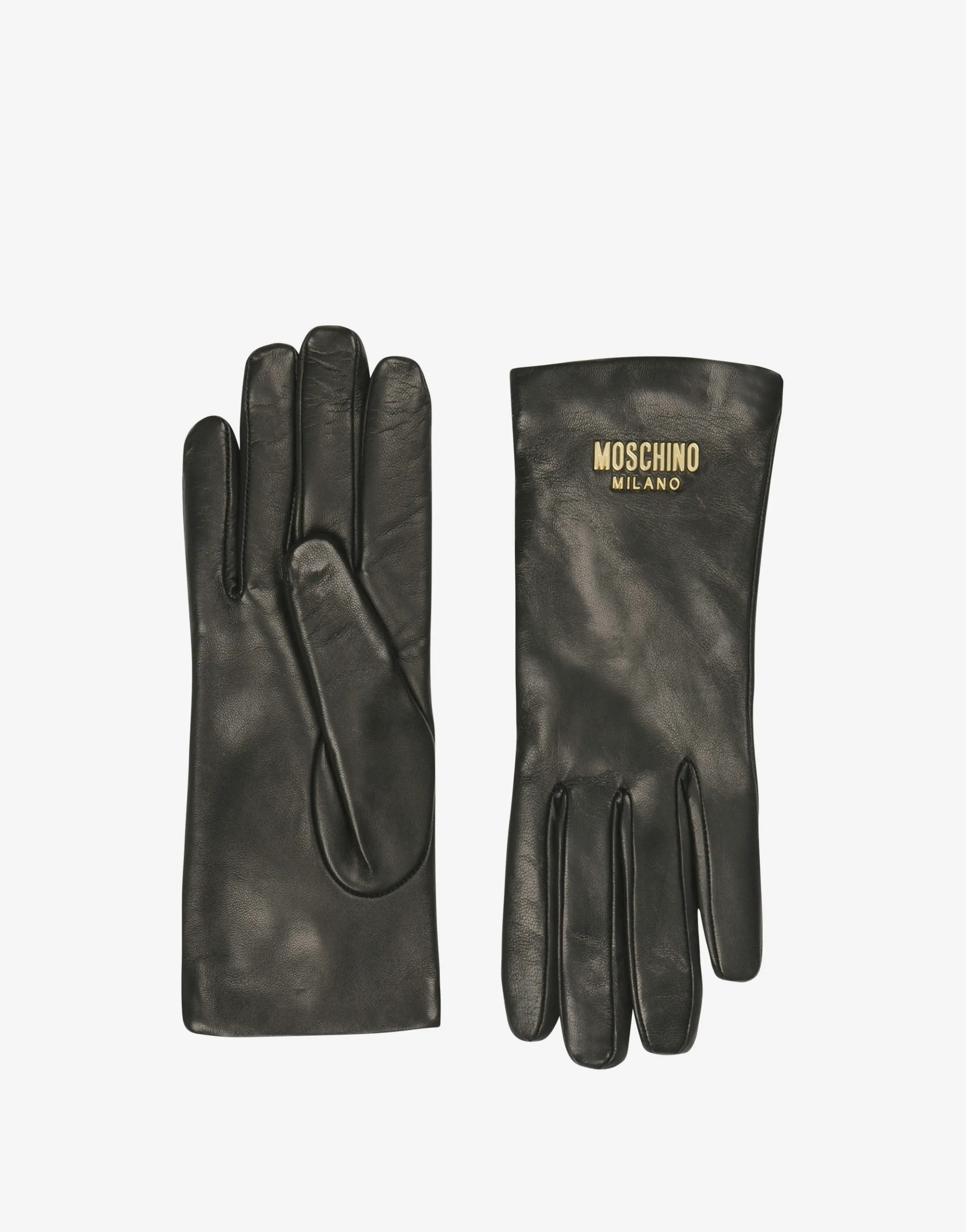 Leather gloves with logo