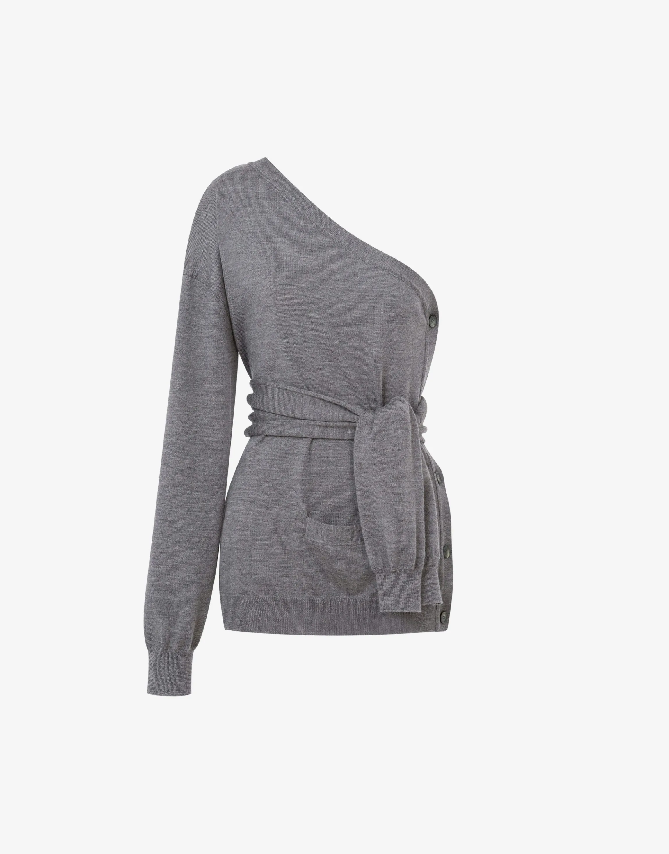 One-Shoulder Wool Cardigan Tailored Twist