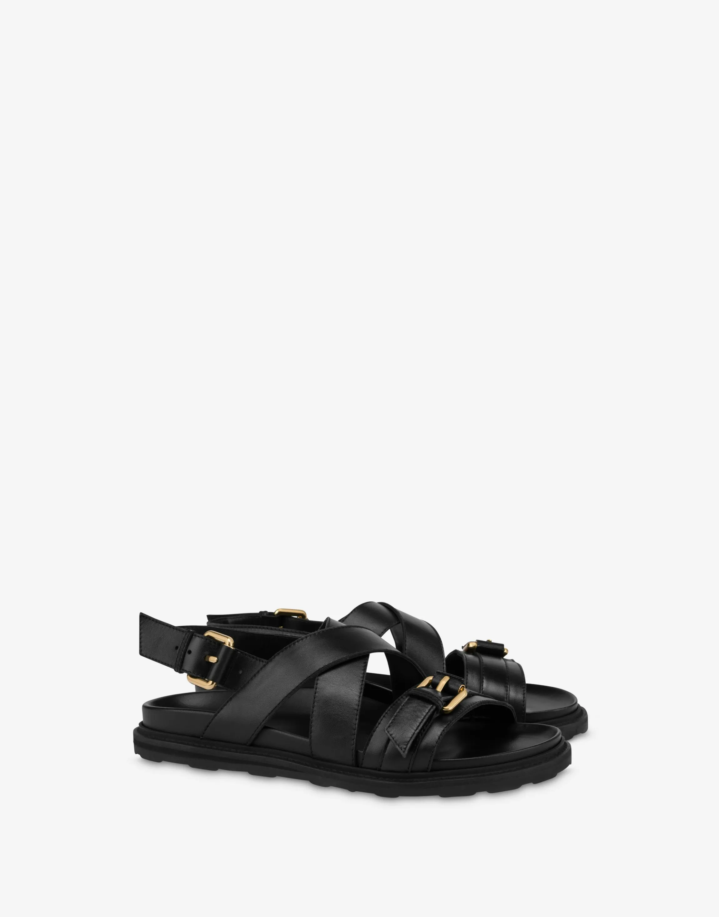 Sandals in calf leather with buckles