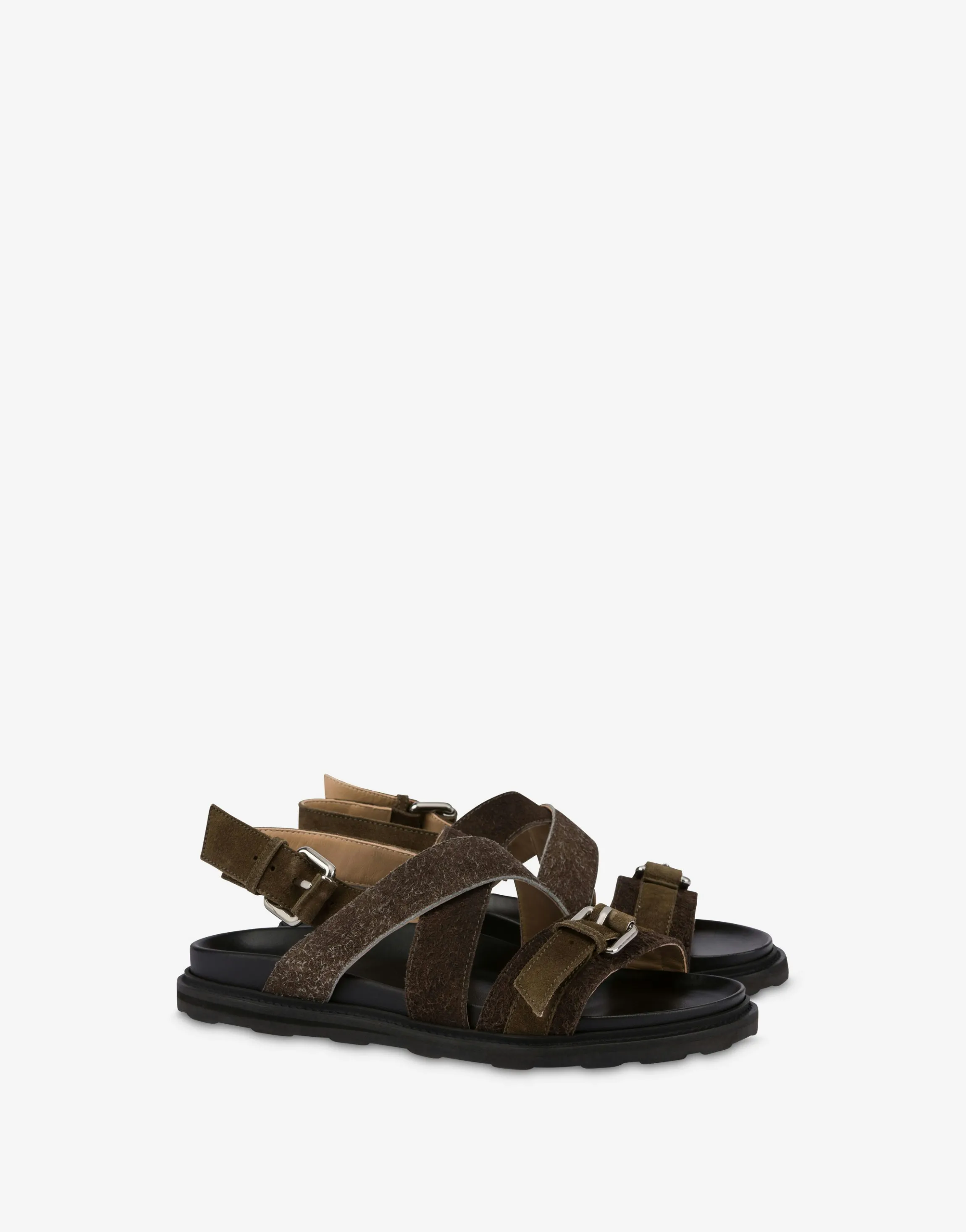 Sandals in suede with buckles