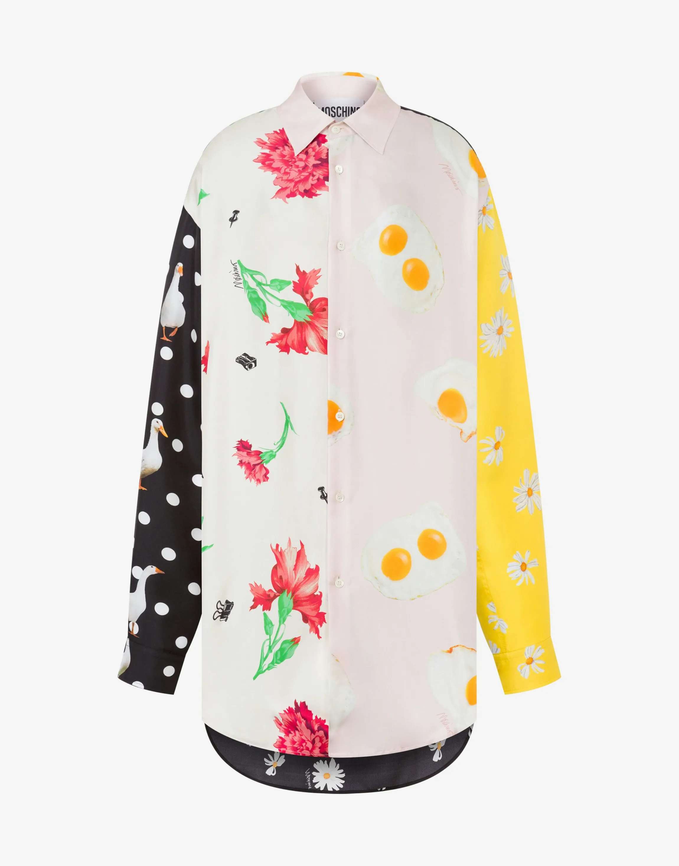 Silk Twill Shirt Patchwork