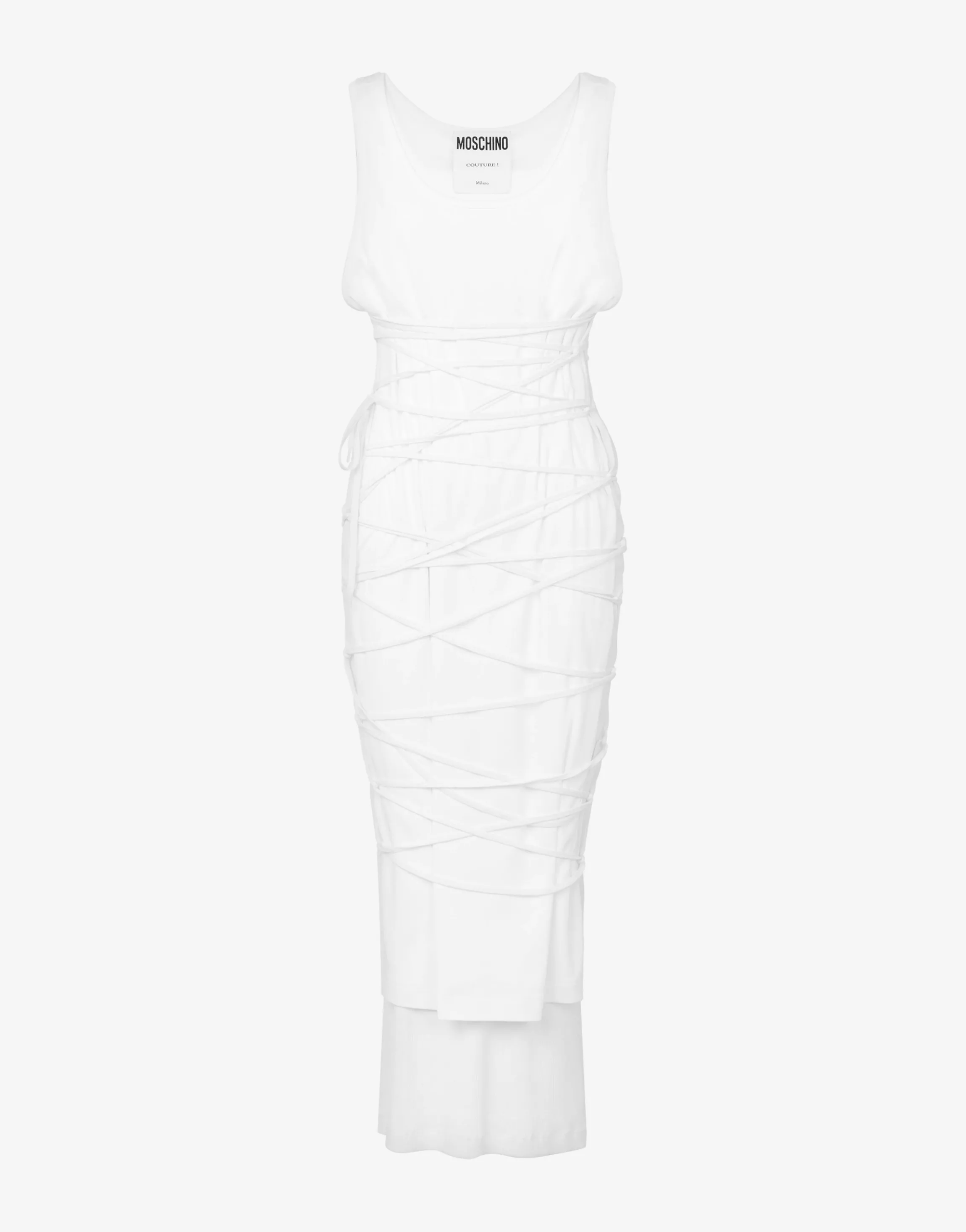Stretch cotton dress with laces