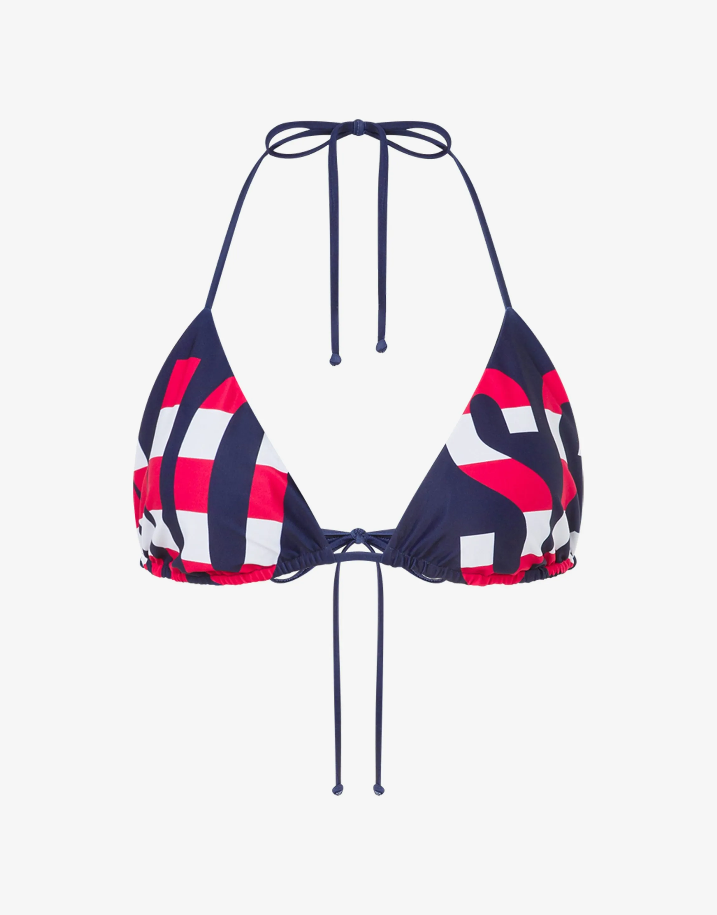 Striped Lettering Logo Triangle Bikini Top