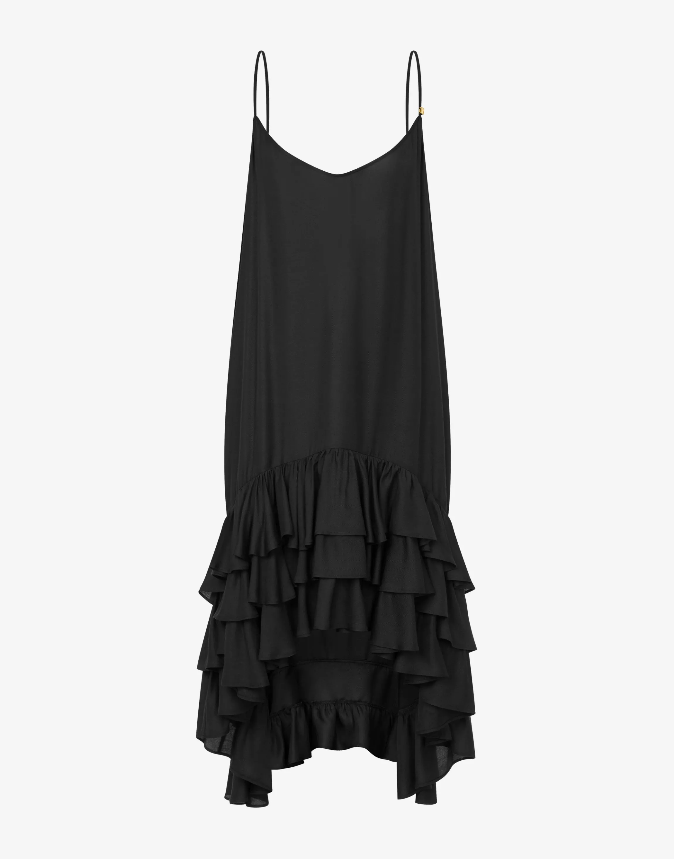 Viscose Twill Dress with Ruffles