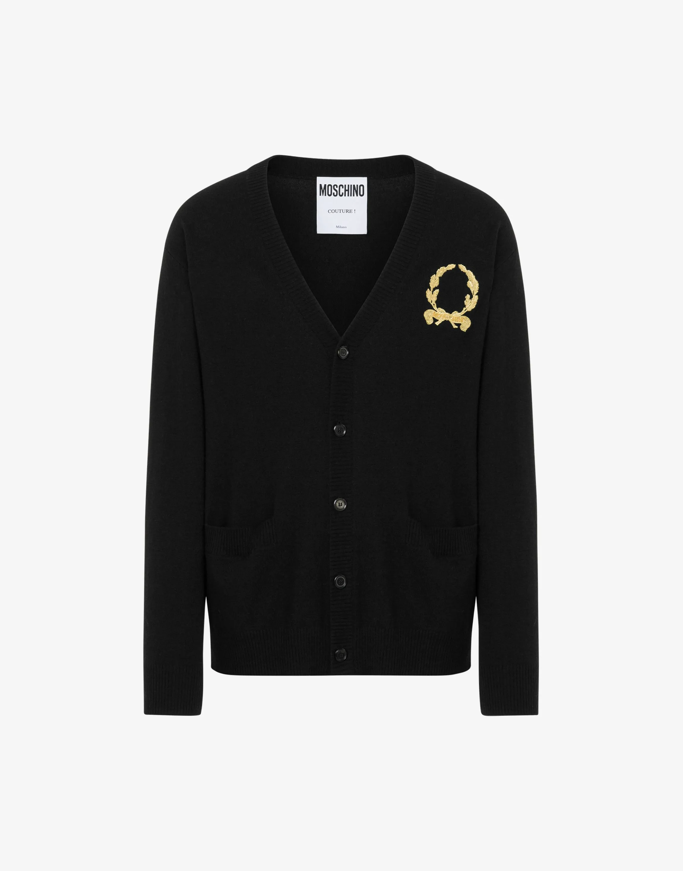 Wool and Cashmere Cardigan Laurel Crown Embroidery