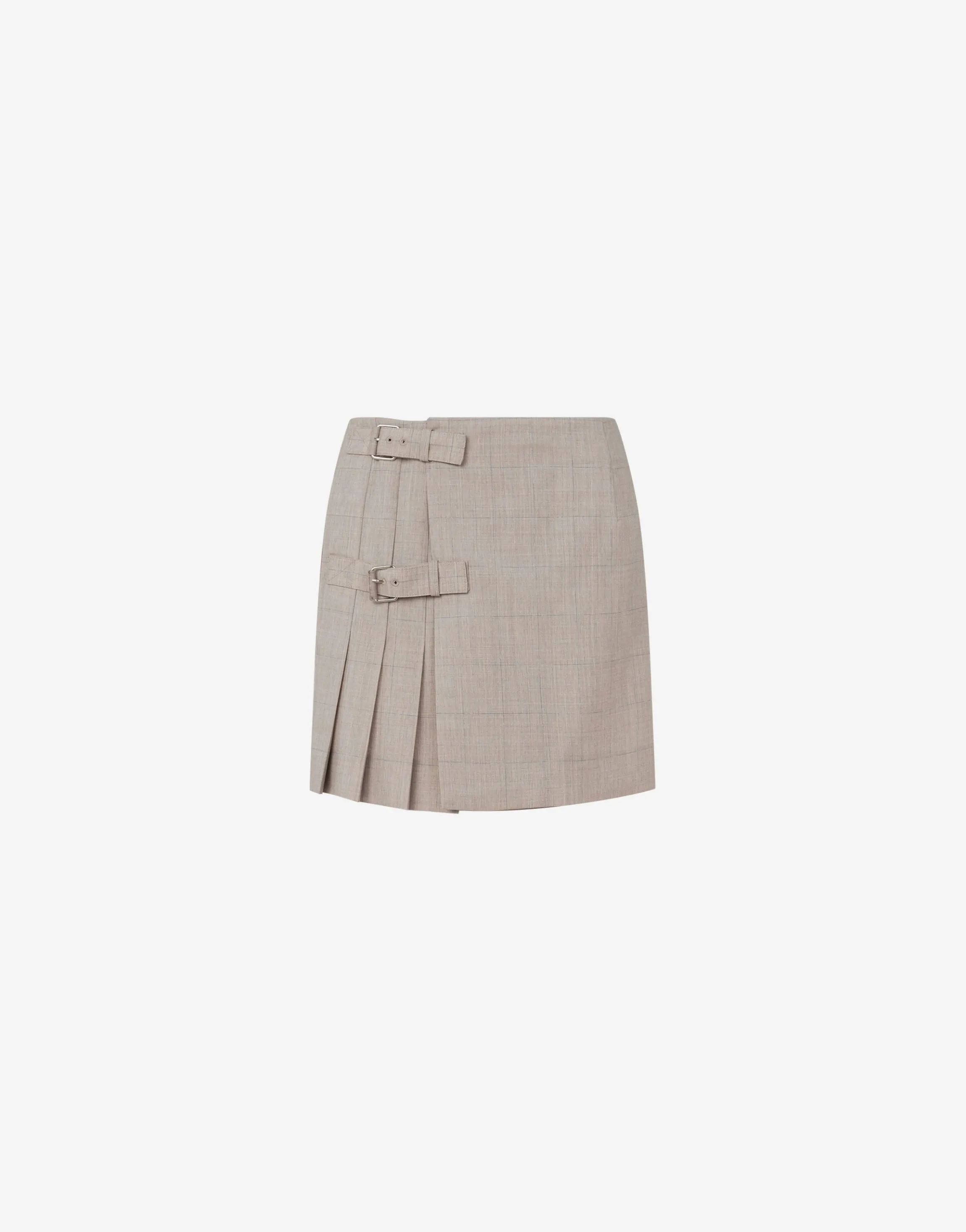 Wool flannel mini skirt with straps